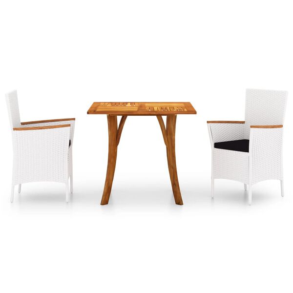 vidaXL Utend&oslash;rs spisestue 3 deler hvit