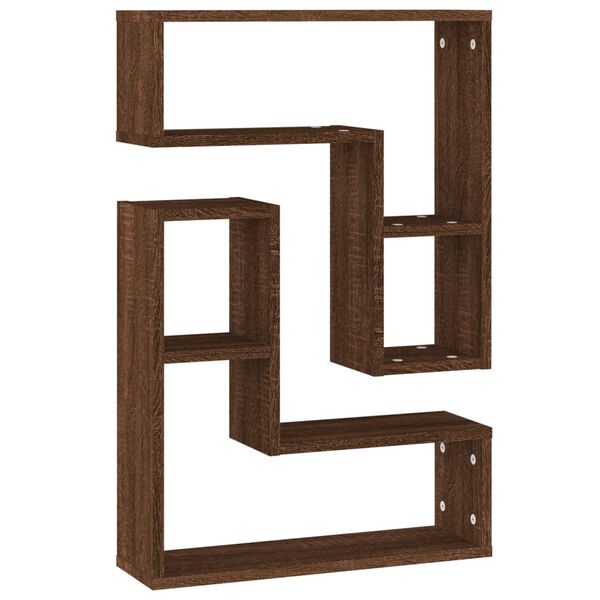 vidaXL Vegghyller 2 stk brun eik 50x15x50 cm konstruert tre