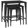 vidaXL Stablebord 3 stk svart polyrotting