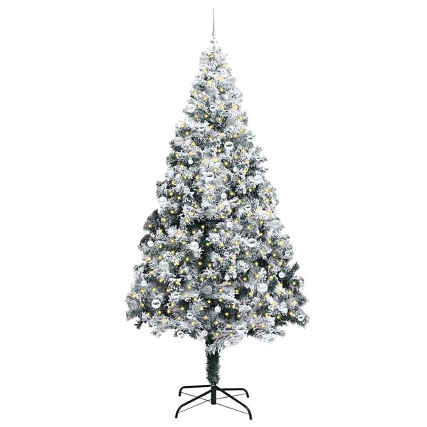 vidaXL Kunstig juletre med 300 LED Hvit 240 cm PVC og St&aring;l og Plast