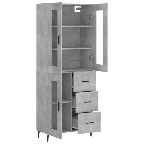 vidaXL Highboard betonggr&aring; 69,5x34x180 cm konstruert tre