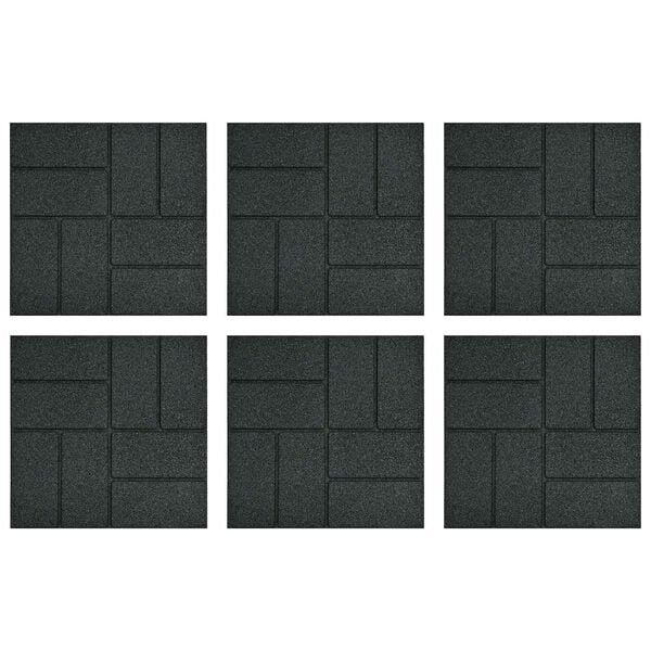 vidaXL Stepping Stone 6 pcs Svart 40,5 x 40,5 x 2 cm Gummi