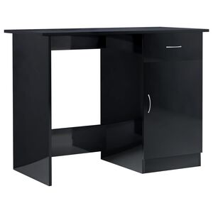 vidaXL Skrivebord h&oslash;yglans svart 100x50x76 cm sponplate