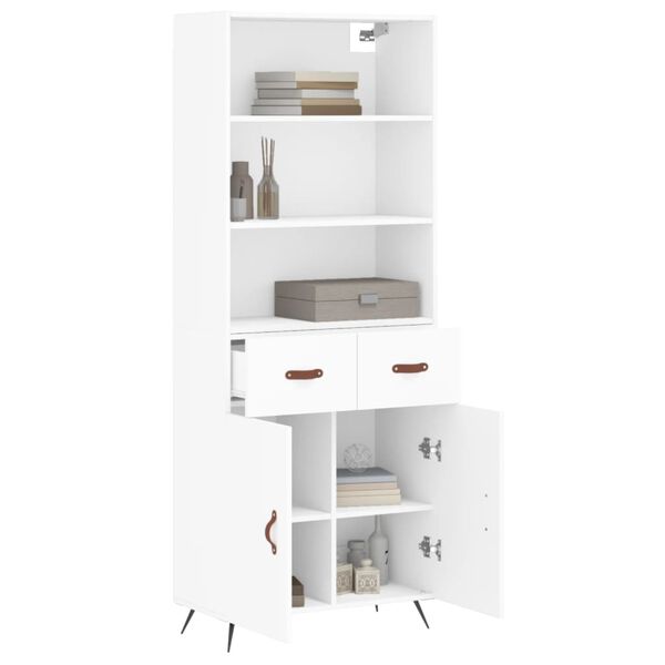 vidaXL Highboard hvit 69,5x34x180 cm konstruert tre
