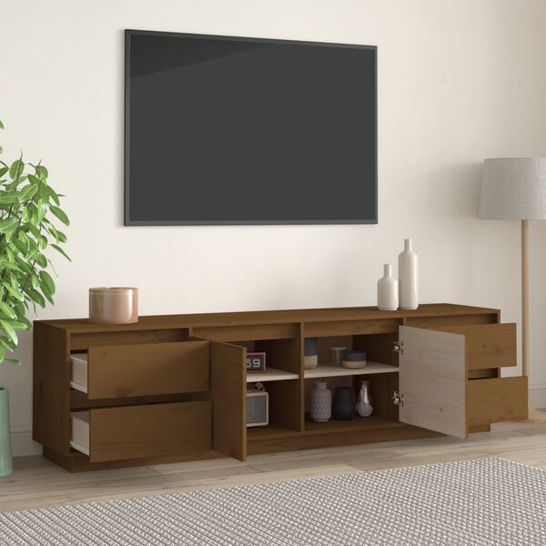 vidaXL TV-benk honningbrun 176x37x47,5 cm heltre furu