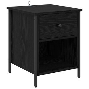 vidaXL Nattbordskap med skuff Svart Eik 40 x 42 x 50 cm Konstruert tre
