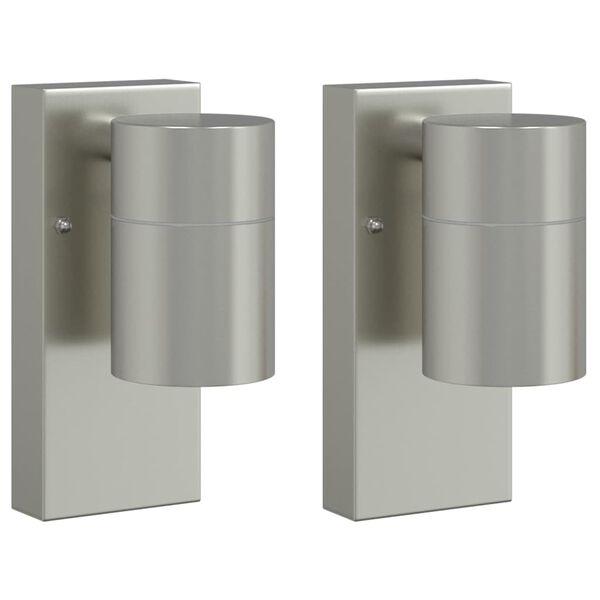 vidaXL Utendørs vegglamper 2 pcs sølv 6.5 x 10.5 x 16 cm