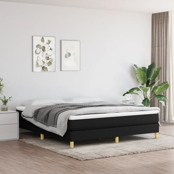 vidaXL Boxspring-sengeramme boksfjær svart 180x200 cm Super King stoff