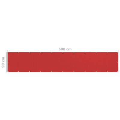 vidaXL Balkongskjerm rød 90x500 cm HDPE