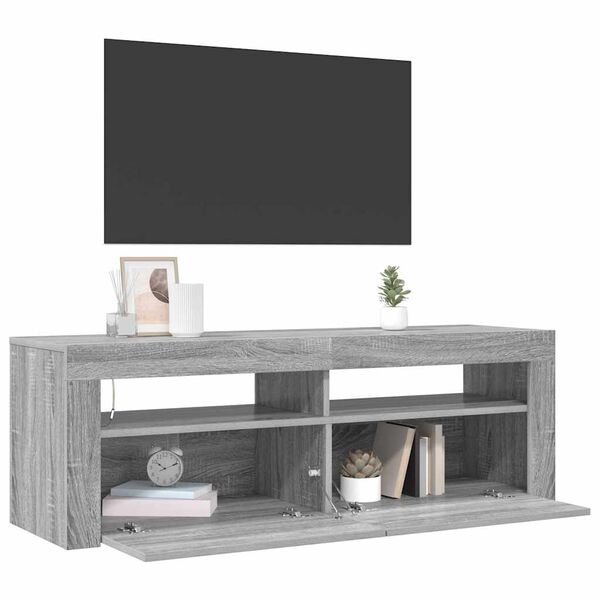 vidaXL TV-benk med LED-lys gr&aring; sonoma 120x35x40 cm