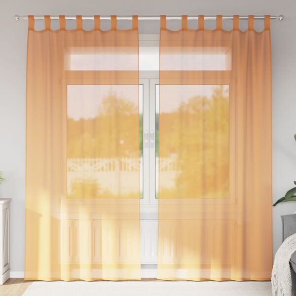 vidaXL Voilegardiner med hemper 2 stk oransje 140x225 cm