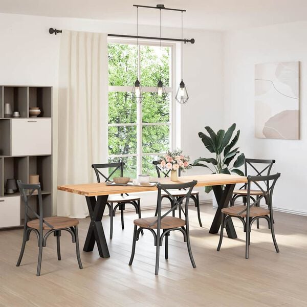 vidaXL Spisebordben X-formet 2 stk svart 50x(72-73) cm st&aring;l