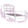 vidaXL Seng med bokhylle uten madrass hvit 90x190 cm heltre furu
