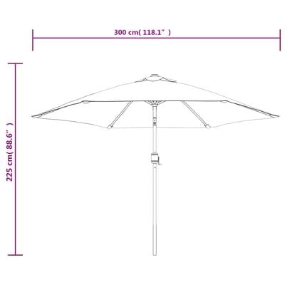 vidaXL Utendørs parasoll med LED-lys og stålstang 300 cm terrakotta