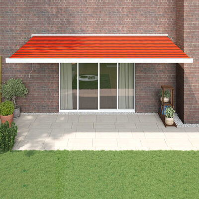 vidaXL Uttrekkbar markise oransje og brun 5x3 m stoff og aluminium