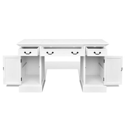 Hvitt Skrivebord med Pedestal, Skap og Skuffer