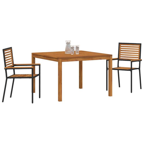 vidaXL Hage Spisegruppe 3 pcs Svart Poly rattan