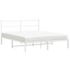 vidaXL Sengeramme i metall med sengegavl hvit 160x200 cm