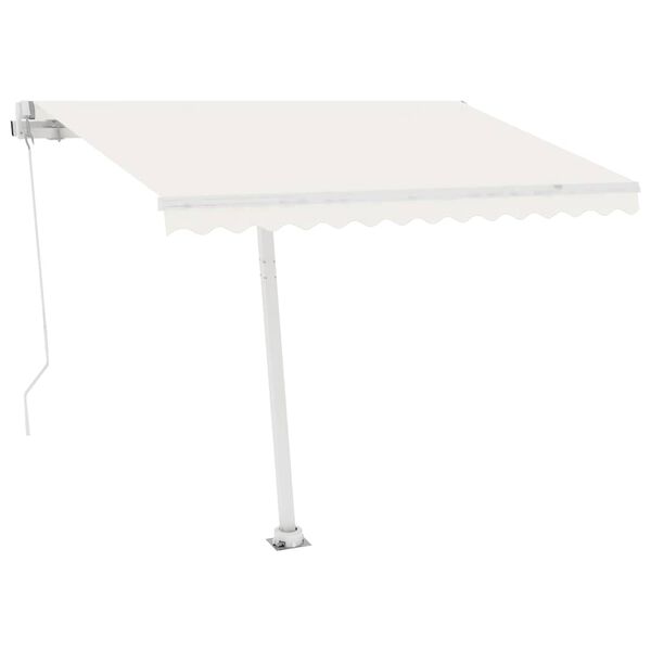 vidaXL Manuell uttrekkbar markise med LED 300x250 cm kremhvit