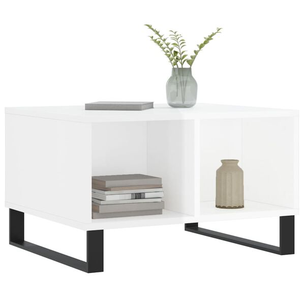 vidaXL Salongbord h&oslash;yglans hvit 60x50x36,5 cm konstruert tre