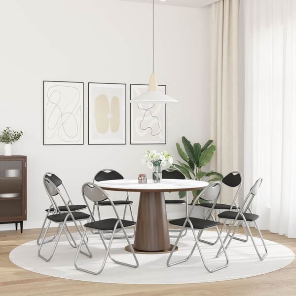 vidaXL Sammenleggbart stol 8 pcs Svart og Gr&aring; 48 x 43,5 x 81 cm