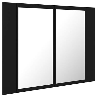 vidaXL LED-speilskap svart 60x12x45 cm akryl