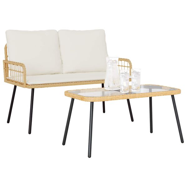 vidaXL Hage Spisegruppe 2 pcs Naturlig polyrotting