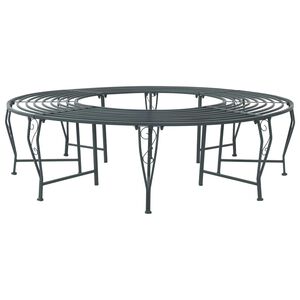 vidaXL Trebens 8-Antall seter &Oslash; 160 x 44 cm St&aring;l S&oslash;lvgr&aring; Rund