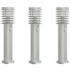 vidaXL Utend&oslash;rs gulvlamper med sensorer 3stk s&oslash;lv 60 cm rustfritt st&aring;l