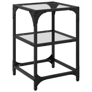 vidaXL Stablebord med gjennomsiktig glassplate 30x30x45 cm st&aring;l