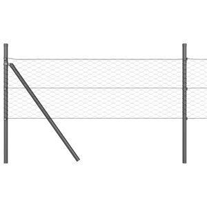 vidaXL Sekskantet gjerde grunstift 25 x 0,5 m PVC-belagt st&aring;l Gr&aring; Mesh