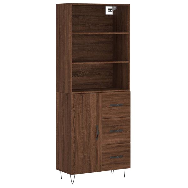 vidaXL Highboard brun eik 69,5x34x180 cm konstruert tre