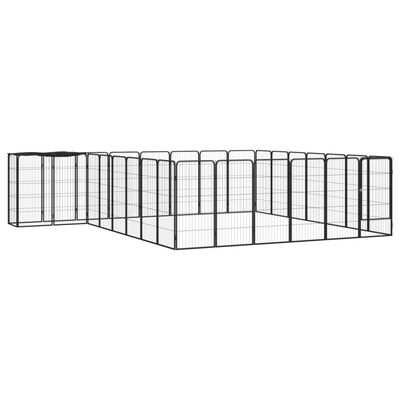 vidaXL Hundegrind med 30 paneler svart 50x100 cm pulverlakkert stål