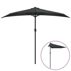 vidaXL Balkongparasoll med aluminiumsstang antrasitt 270x144 cm halv