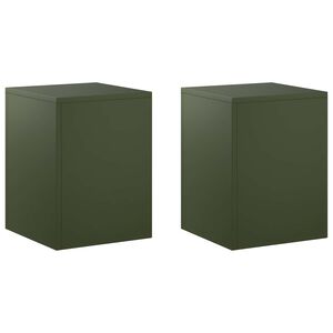 vidaXL Planteholder 2 pcs Olivengr&oslash;nn 30 x 30 x 40 cm St&aring;l