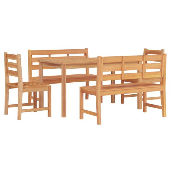 vidaXL Hagespisegruppe 5 deler heltre teak