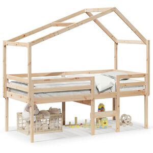 vidaXL H&oslash;yseng med tak voksbrun 75x190 cm heltre furu