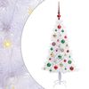 vidaXL Kunstig juletre med 150 LED med stativ Hvit 120 cm PVC og St&aring;l