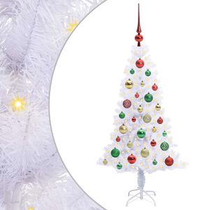 vidaXL Kunstig juletre med 150 LED med stativ Hvit 120 cm PVC og St&aring;l