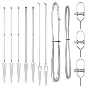 vidaXL Gjerdepunkter 7 pcs sølv Ø32mm 140 cm Galvanisert stål