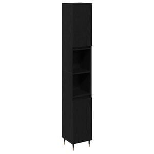 vidaXL Baderomsskap Svart Eik 30 x 30 x 190 cm Konstruert tre