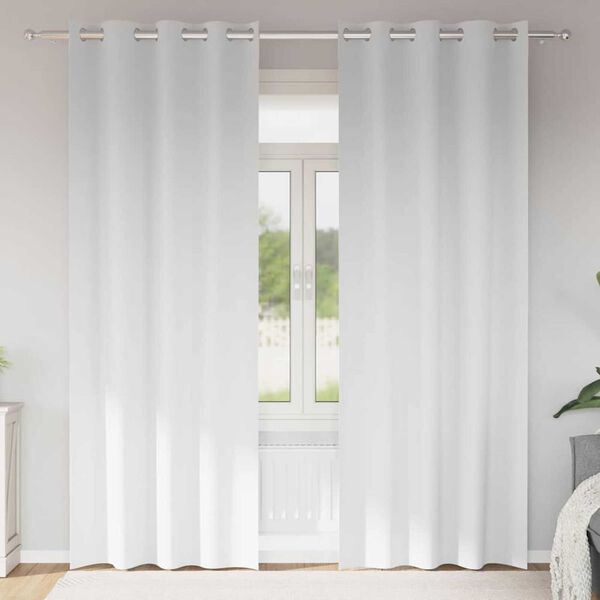vidaXL M&oslash;rkleggende Gardiner med Ringer 2 pcs Ren Hvit 245 x 140 cm