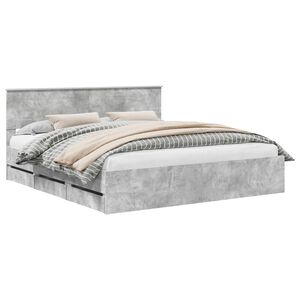 vidaXL Sengestamme med skuff Betonggr&aring; 200 x 200 cm Ingeni&oslash;rtre
