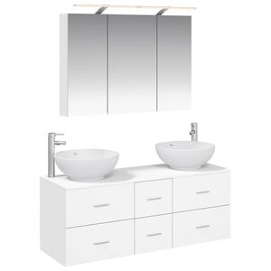 vidaXL Baderomsinnredningssett 4 pcs Hvit Konstruert tre og glass