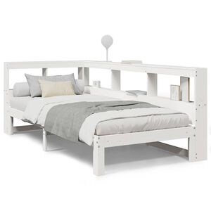 vidaXL Seng med bokhylle uten madrass hvit 75x190 cm heltre furu