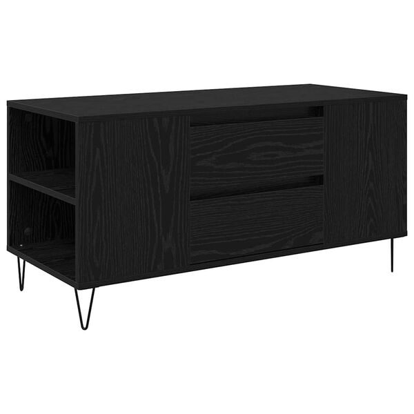 vidaXL Kaffebord med skuff Svart Eik 102 x 44,5 x 50 cm Konstruert tre