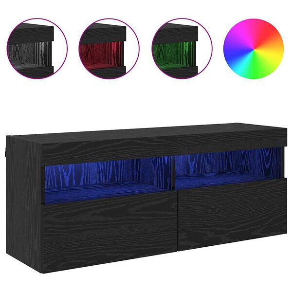 vidaXL TV Veggskap Svart Eik 100 x 30 x 40 cm Konstruert tre