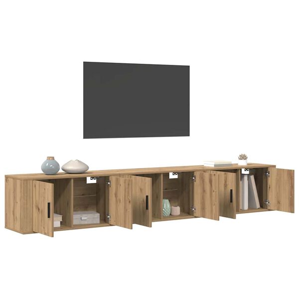 vidaXL Veggmontert TV-hylle sett 3 pcs Artisan Eik 80 x 34,5 x 40 cm