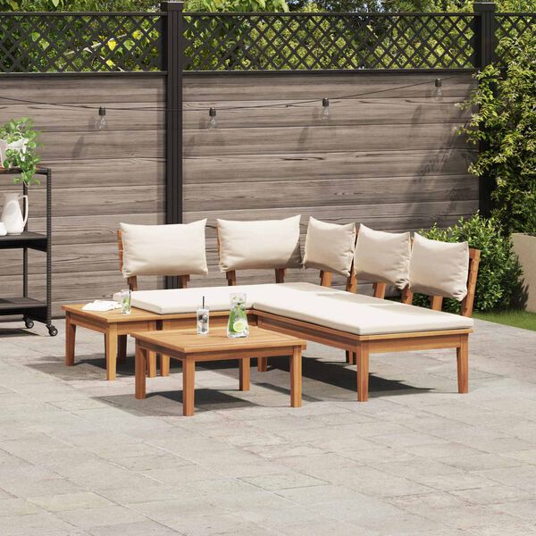 vidaXL Hagesofa Set 4 pcs Brun og Krem