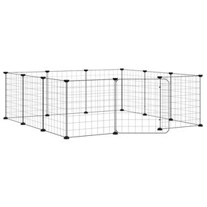 vidaXL 12-panels kj&aelig;ledyrbur med d&oslash;r svart 105x105x35 cm st&aring;l